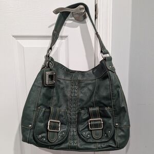 Tignanello Dark Green Leather Shoulder/Hobo Bag